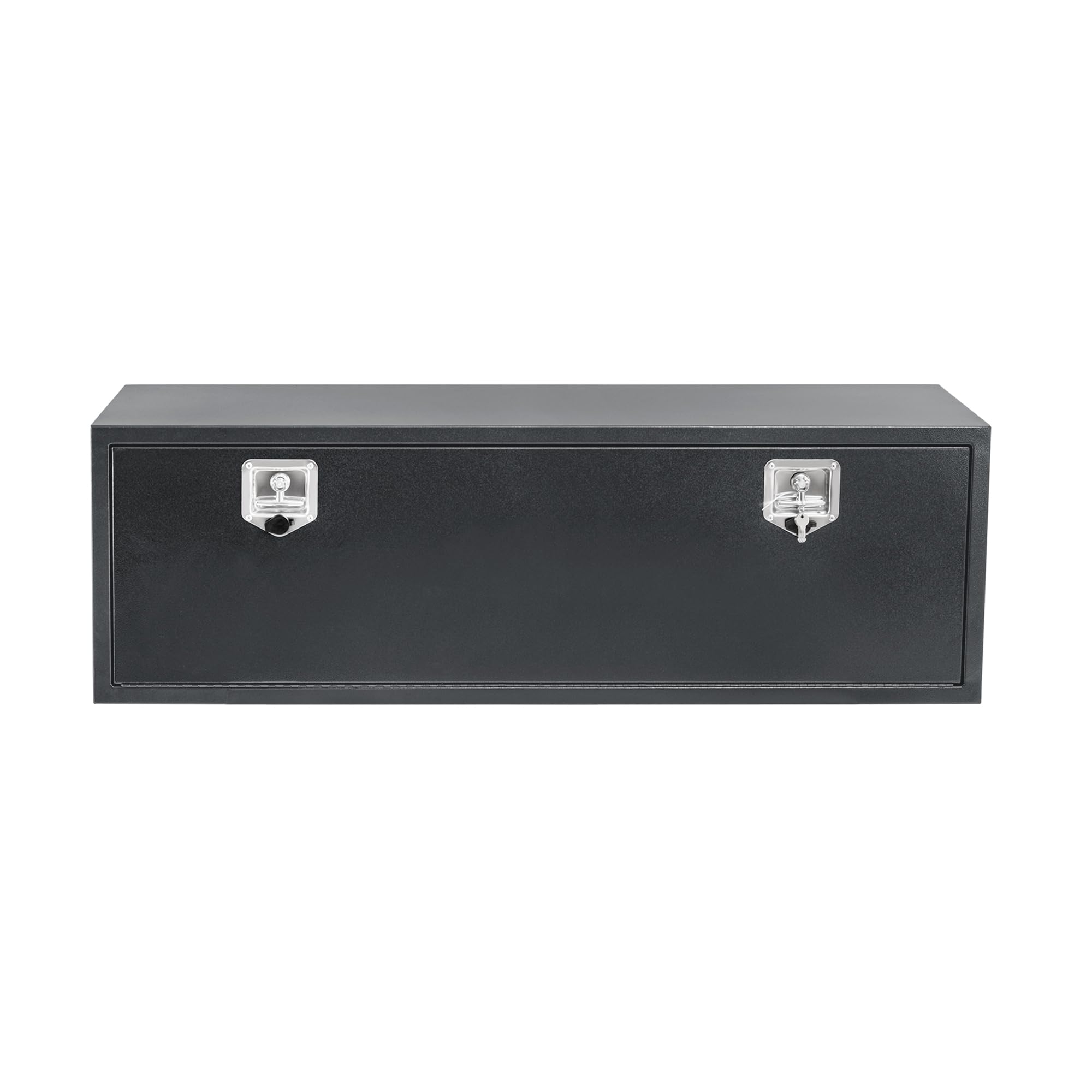 Garvee 48 x 16 x 13 in Black Steel Underbody Truck Tool Box with T-Handle fastener – Heavy Duty Weather-Resistant Storage Chest for Pickup Truck Bed, RV, Trailer, Black Base Silver Flower Spray Plastic, Underbody Tool Box