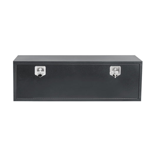 Garvee 48 x 16 x 13 in Black Steel Underbody Truck Tool Box with T-Handle fastener – Heavy Duty Weather-Resistant Storage Chest for Pickup Truck Bed, RV, Trailer, Black Base Silver Flower Spray Plastic, Underbody Tool Box