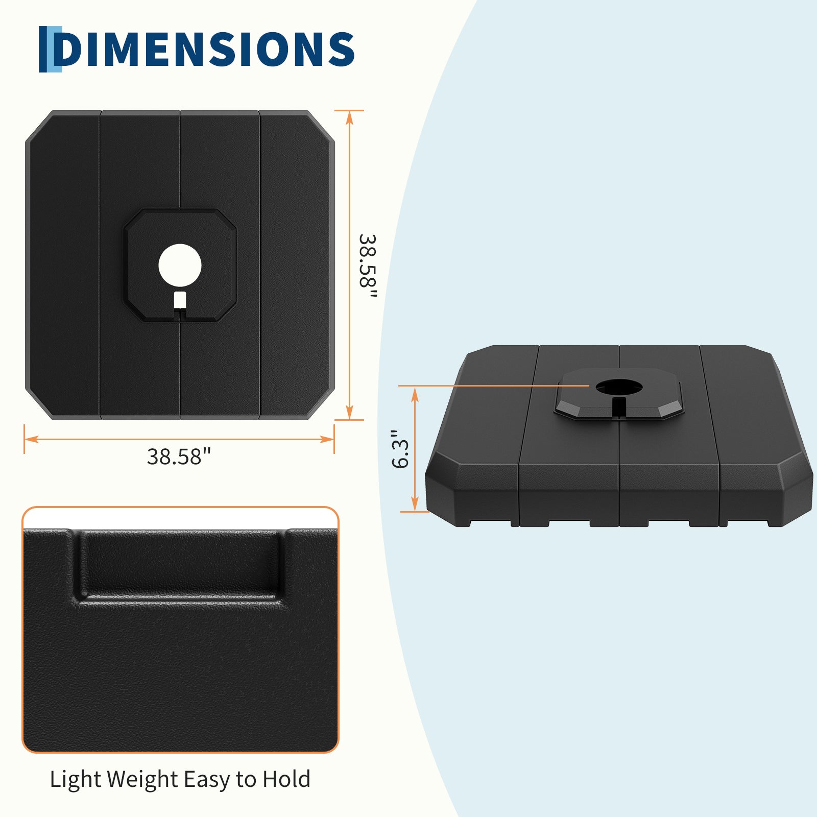 Garvee 330 lb 4-Piece Cantilever Umbrella Base, Water/Sand Fillable HDPE Weight Plates, 38.6 × 38.6 in for 10–15 ft Offset Umbrellas