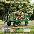 Garvee Steel Garden Cart, 1200 lbs Capacity Utility Wagon with 13-Inch Wheels, Removable Mesh Sides and 2-in-1 Pull Handle for Yard and Lawn Work, Green