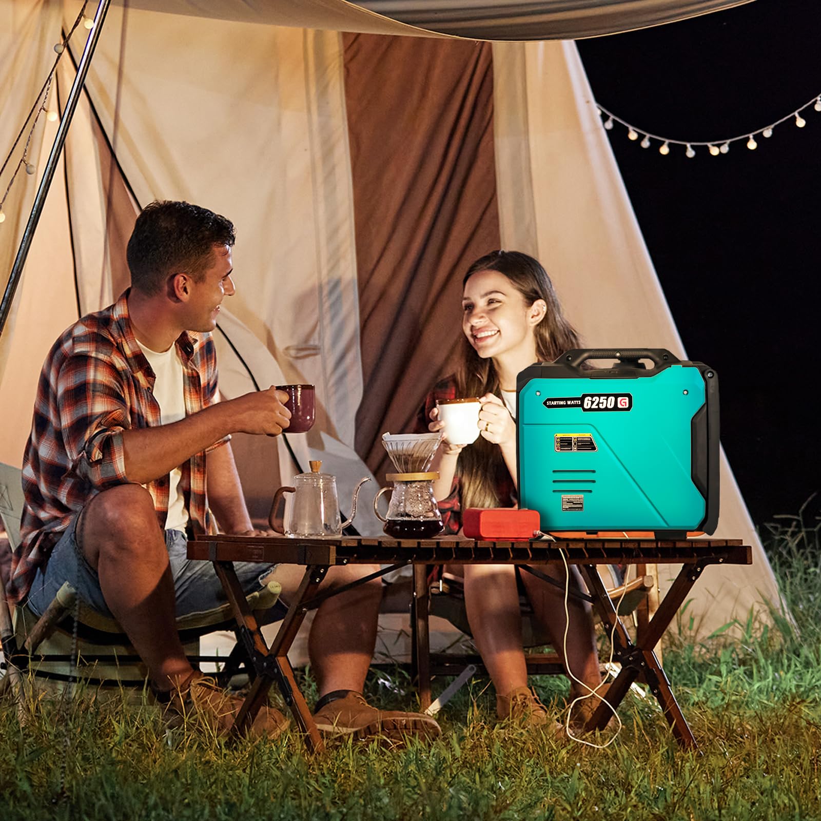 Garvee G6250 Portable Inverter Generator — 6250W Peak / 5800W Rated, 120V/60Hz, RV-Ready 30A, Ultra-Quiet <60 dB, 2.9 gal Tank, Wheels & Carry Handle