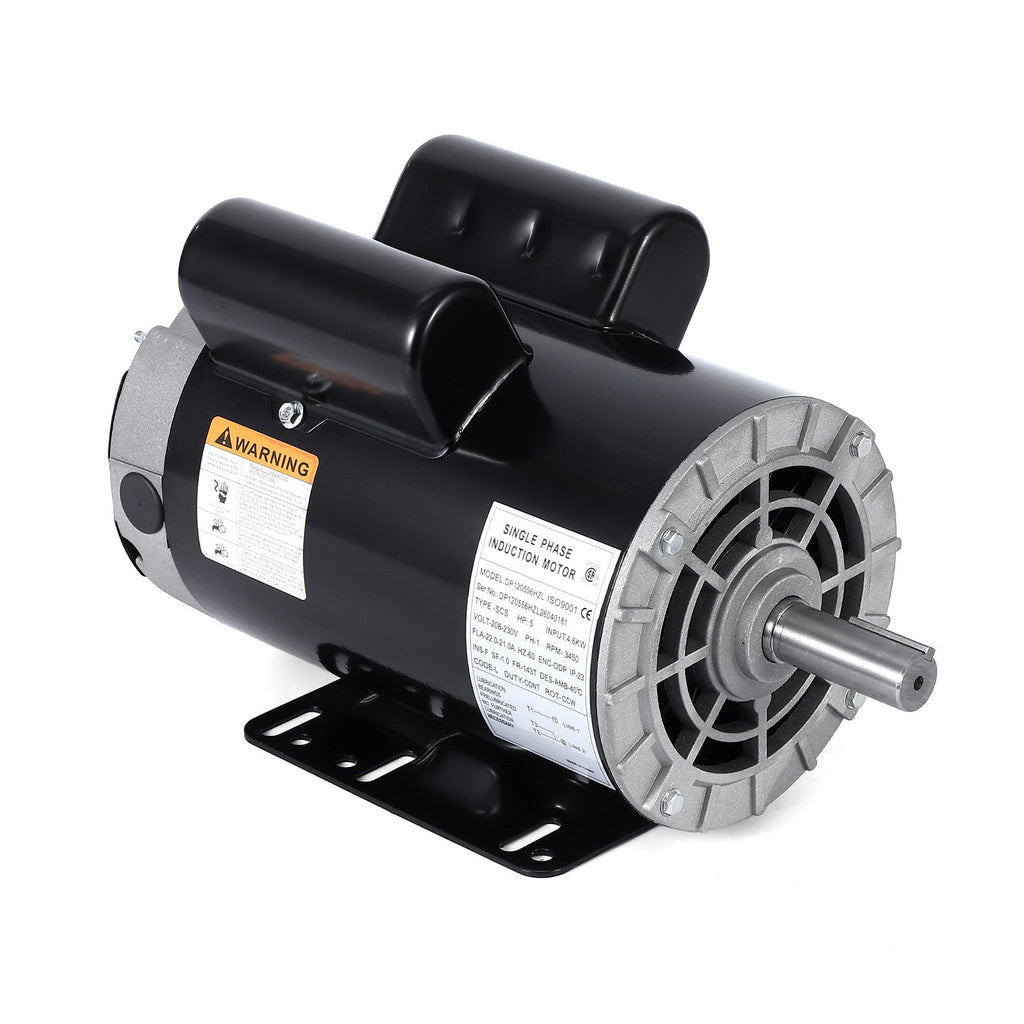 Garvee Heavy Duty Electric Air Compressor Motor – 5HP SPL, 230V, 56 Frame, 3450 RPM, 7/8" Shaft, Dual Rotation, ODP, Continuous Duty – Industrial, Workshop, Garage, Farm Replacement – Compatible with DP120556HZL – Specs: 5HP DP120556HZL