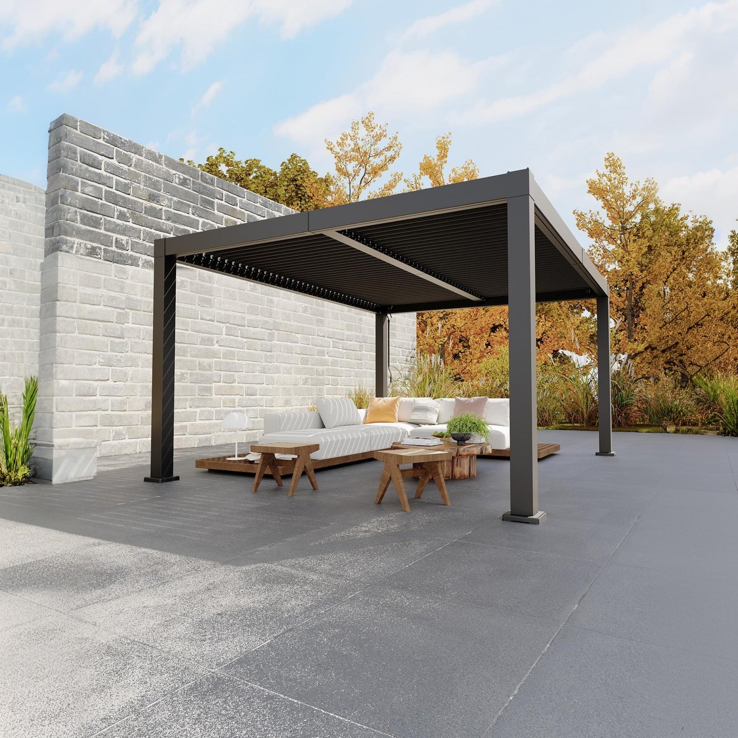 Garvee All-Aluminum Louvered Pergola 12' x 16', Outdoor Pergola with Adjustable Louvered Roof, Reinforced Aluminum Frame, Integrated Drainage System, Hardtop Gazebo for Patio, Deck, Gray