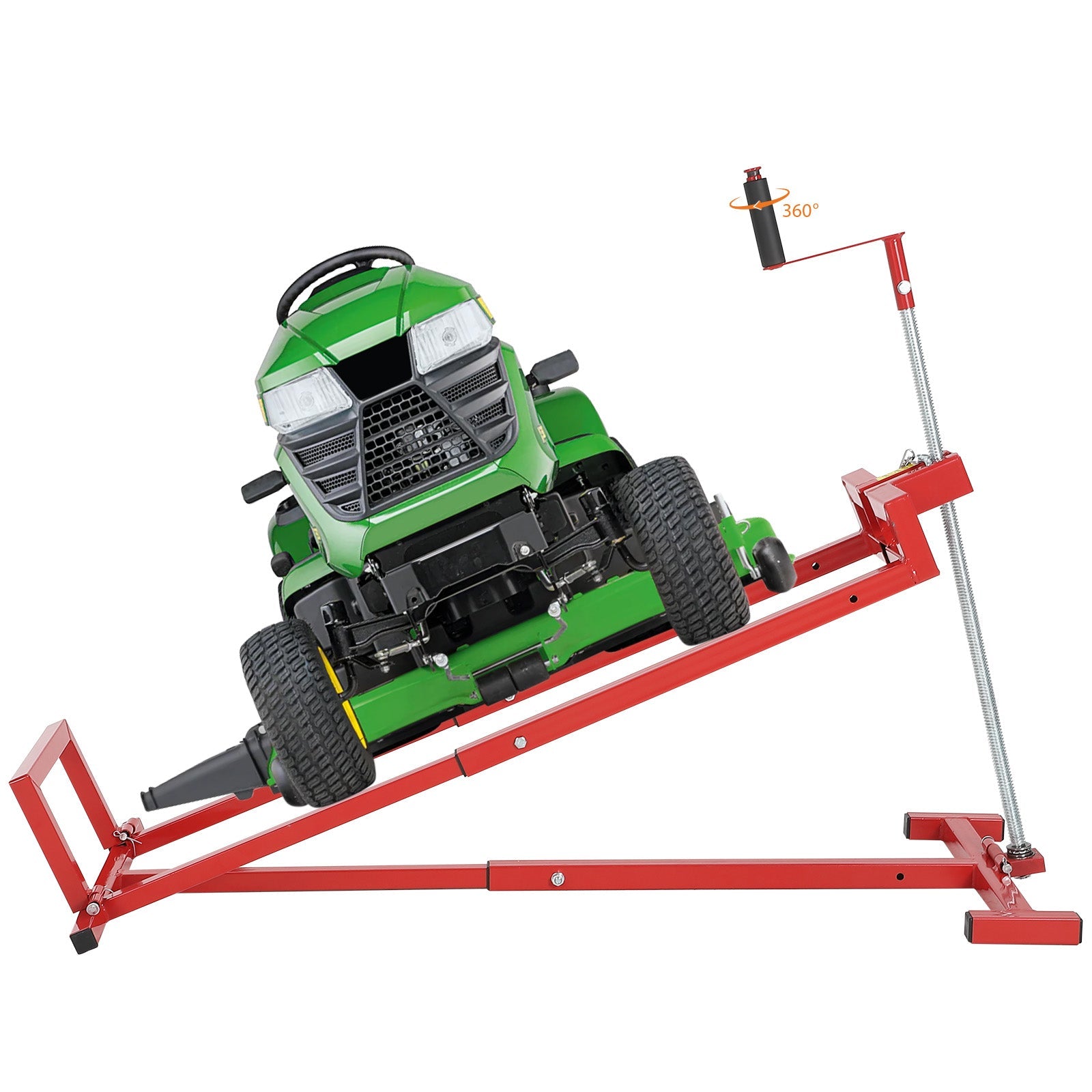 Garvee Lawn Mower Lift Jack, 880 Lbs Capacity Telescopic Maintenance Jack for Riding Lawn Mowers, Foldable Lifting Platform with Crank & Power Tool Handle