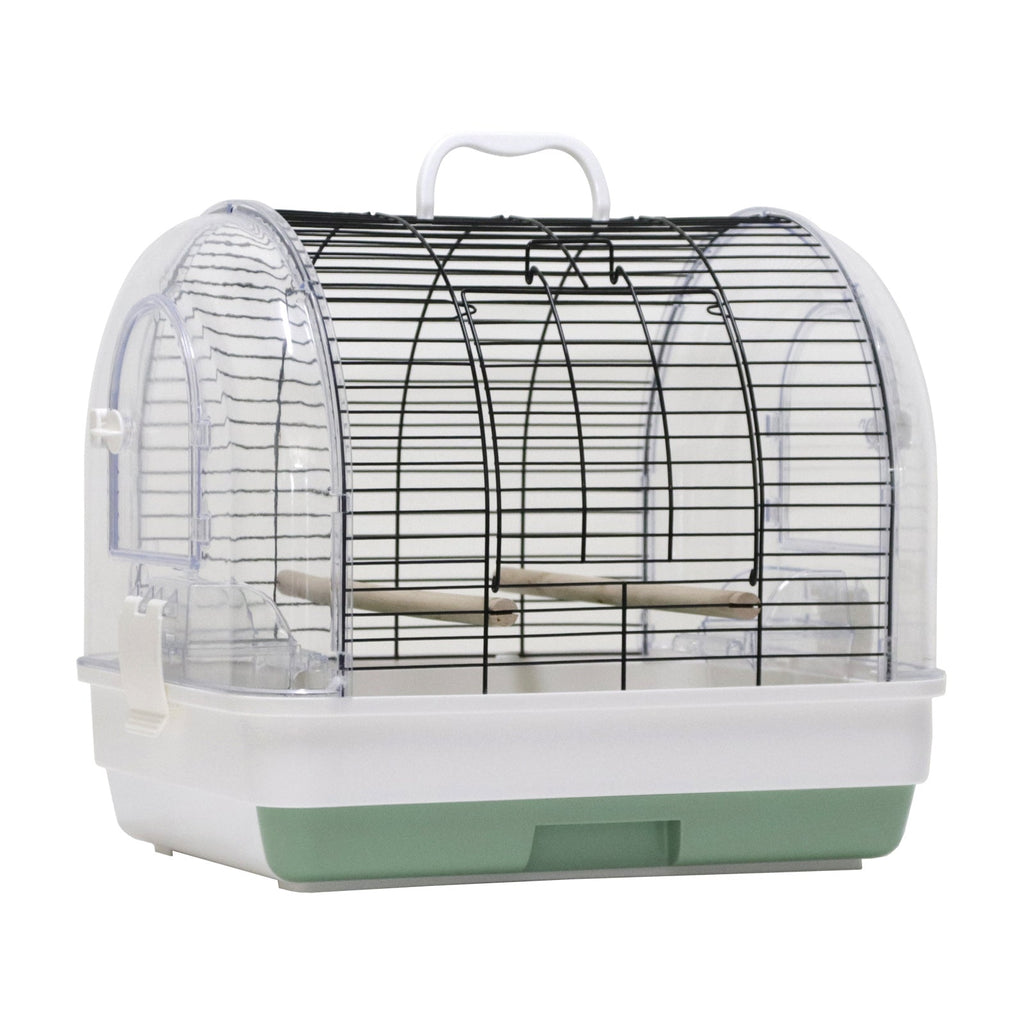 Garvee Portable Large Metal Bird Cage Carrier for Small to Medium Birds – Handle, 2 Food Bowls, 2 Perches, Removable Tray – Travel Aviary for Cockatiels, Budgies, Lovebirds, Canaries, Parakeets – Green