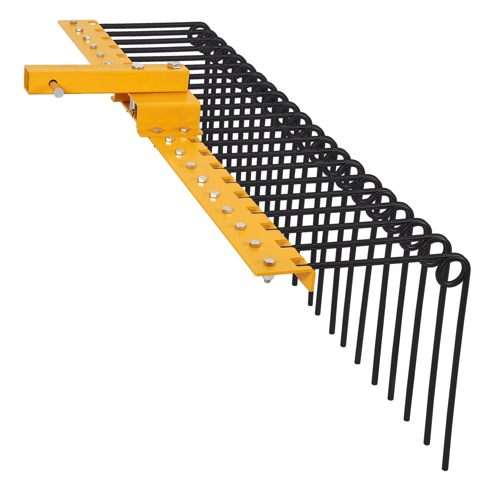 Garvee 48-Inch Tow-Behind Pine Straw Landscape Rake, Heavy-Duty Alloy Steel Tow Lawn Rake with 17 Replaceable Heat-Treated Tines, 2-Inch Receiver Hitch Attachment for UTV, ATV, and Lawn Tractors