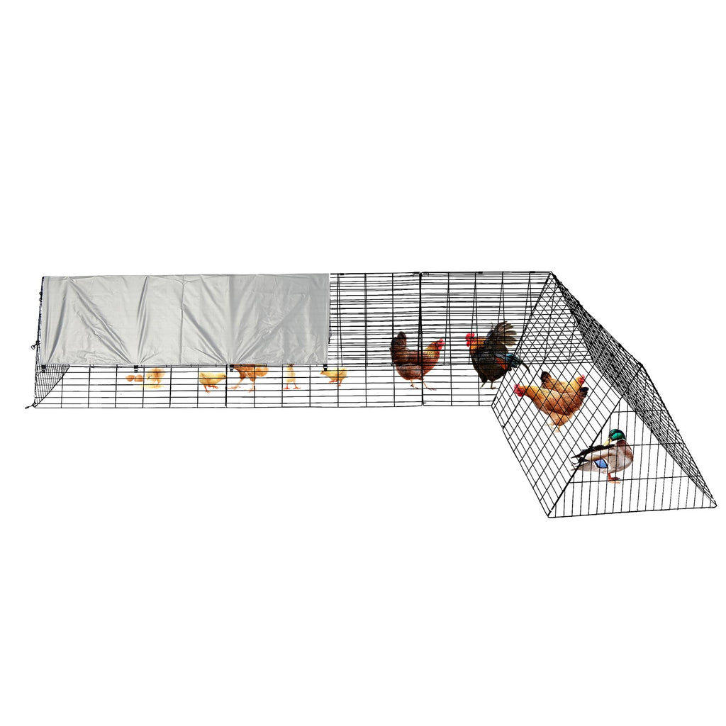 Garvee Large Metal Chicken Coop with Run - Heavy-Duty Outdoor Portable Chicken Tractor with Waterproof Cover, Predator-Proof Poultry Enclosure for Hens, Ducks, Rabbits