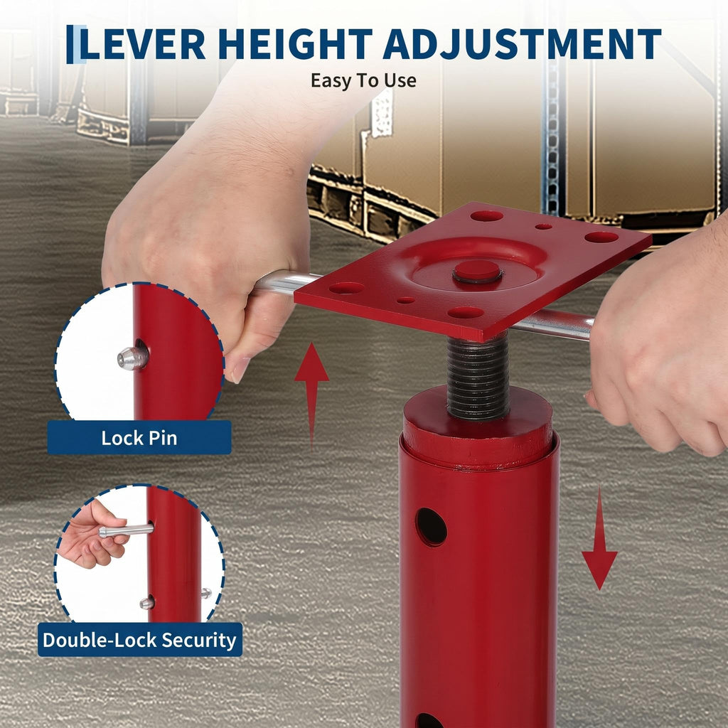 Garvee Adjustable Heavy Duty Floor Jack Post, 2 Pack – 19-36in Height, 18,000 lbs Capacity, Telescopic Steel Support for Leveling and Lifting, Permanent Basement Joist Stabilizer - Red, 19-36in