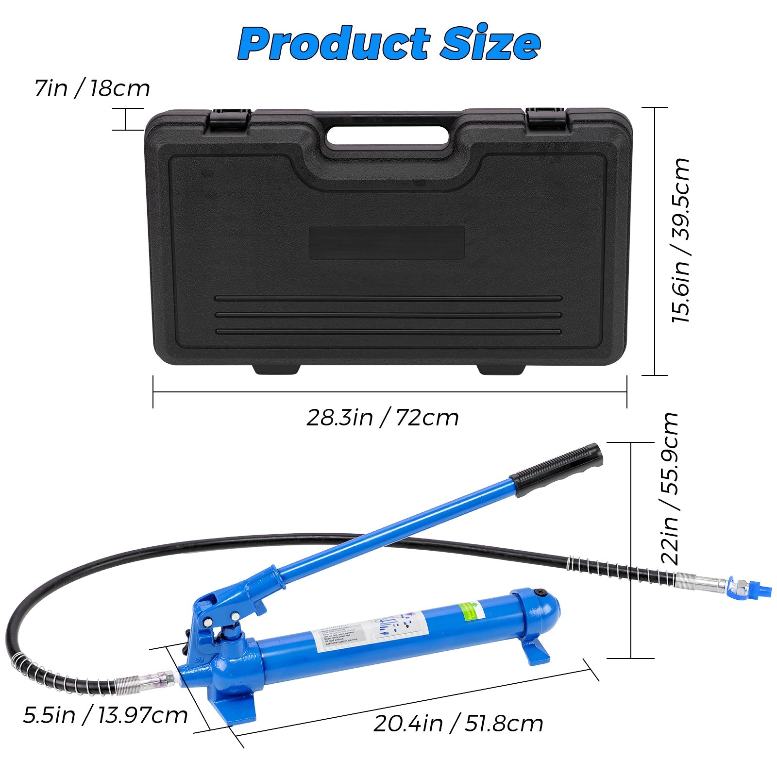 Garvee 10 Ton Porta Power Hydraulic Jack Kit, Multifunctional Hydraulic Jack with 4.6ft (1.4m) Oil Hose, Auto Body Frame Repair Kit, Storage Case, 22,000 lbs Capacity for Car Repair, Truck, and Garage, Blue