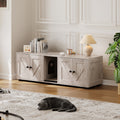 Garvee Cat Litter Box Enclosure for 2 Cats, Hidden Litter Box Furniture Cabinet with Double Room, Double Cat Litter Box Enclosure, Indoor Cat House, 43.4 x 18.1 x 17.7 Inches