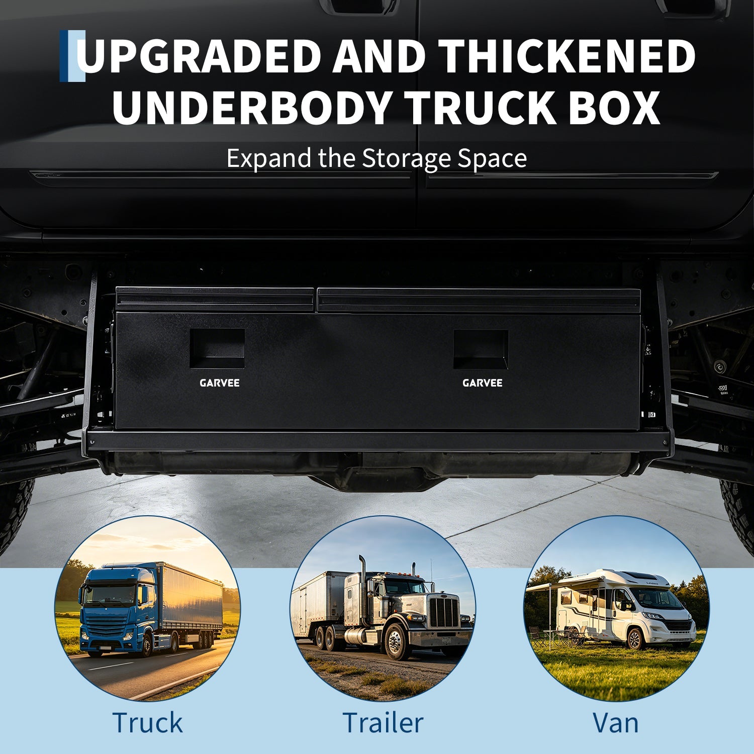 Garvee 48"X16"X14" Heavy Duty Steel Truck Bed Tool Box – Double Lid, Grooved Weatherproof Metal Chest with T-Handle & Side Handle, Durable Organizer for Pickup Truck, RV, Trailer, Front Double, Black