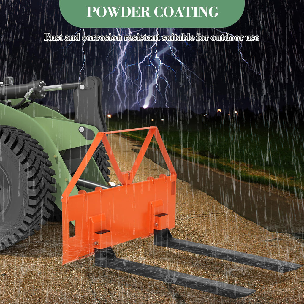 Garvee 46" Heavy-Duty Pallet Forks for Tractor & Skid Steer – 3200 lbs Capacity – Quick Attach Loader Fork Attachment – Global Farm Material Handling Tool – Color: Orange | Packed in Two