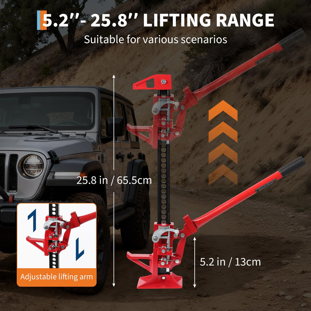 Garvee 33" Heavy Duty Utility High Lift Farm Jack 7000 LBS Capacity Ratcheting Steel Corrosion-Resistant Wide Base for Tractor Truck SUV Off-Road