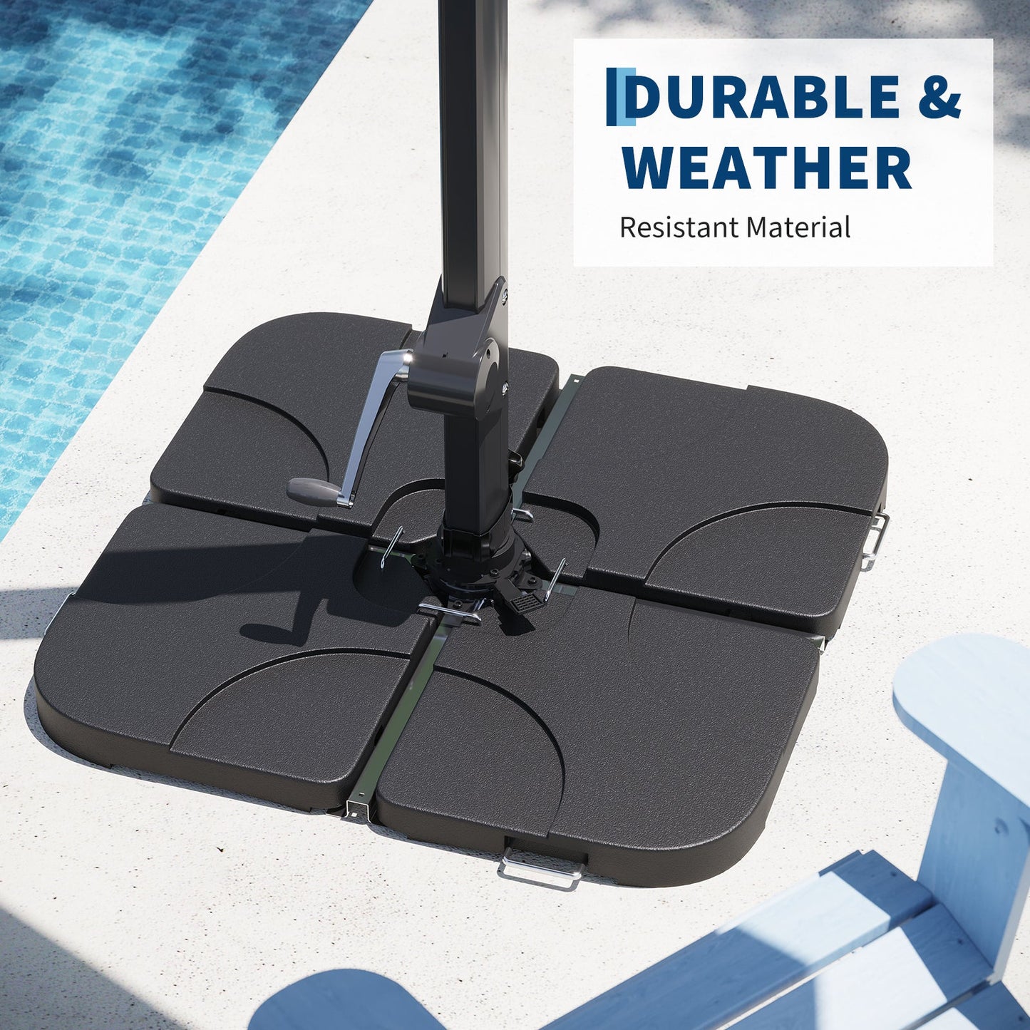 Garvee 4-Piece Patio Umbrella Base Stand, 220 lb Water/Sand Filled Heavy-Duty HDPE Offset Umbrella Holder with