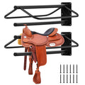 Garvee Heavy Duty Wall Mounted Saddle Rack Set – Carbon Steel Holder with Double Padded Arms & Pad Bar – For Western & English Saddles, Bridles, Blankets – Barn, Tack Room, Stable Storage – 4 Pack