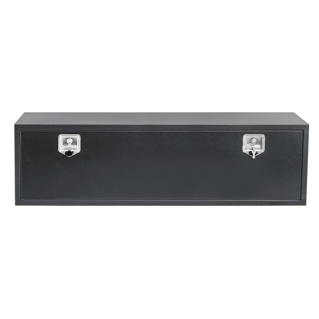 Garvee 60" x 16" x 13" Heavy Duty Black Steel Underbody Truck Tool Box – Weatherproof T-Handle Lock Storage Chest – Smooth Surface, Ideal for Pickups, Trailers, RVs, Black Base Silver Flower Spray Plastic, Underbody Tool Box