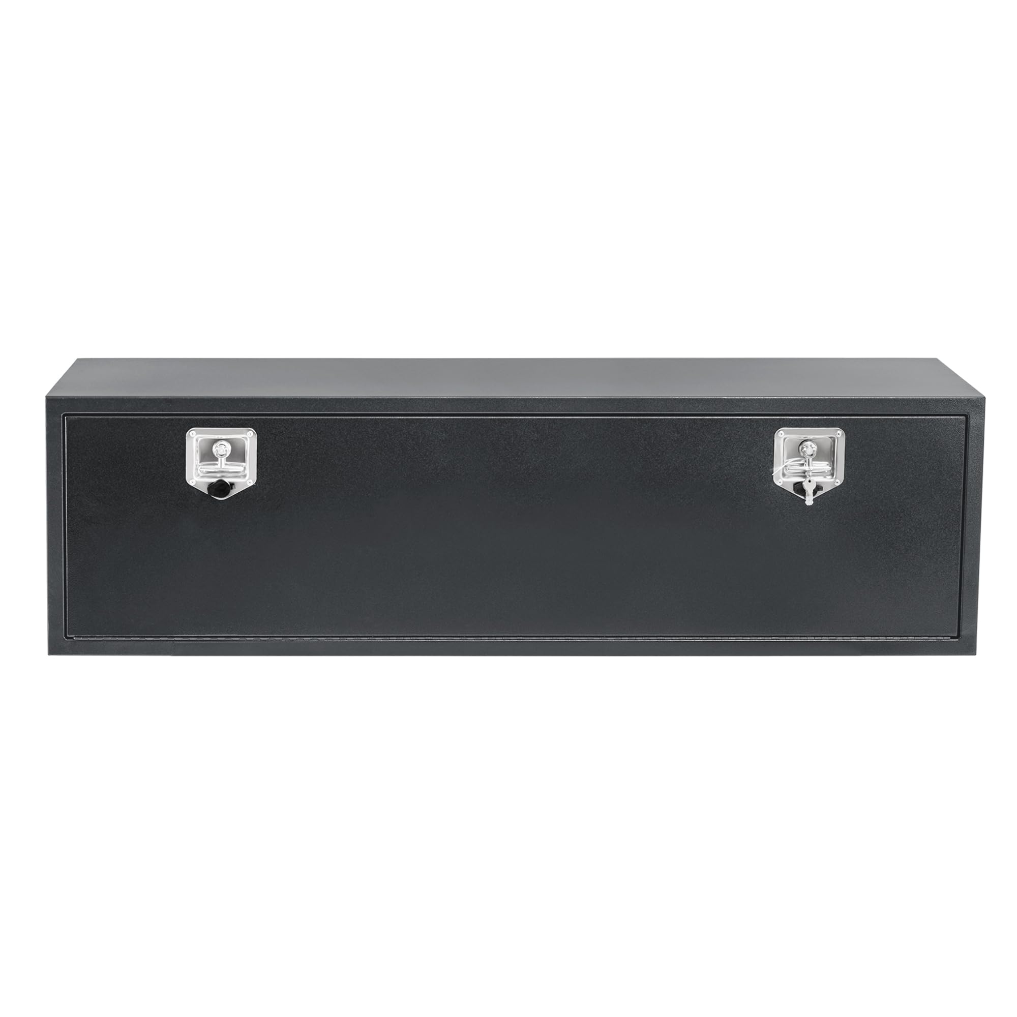 Garvee 60" x 16" x 13" Heavy Duty Black Steel Underbody Truck Tool Box – Weatherproof T-Handle Lock Storage Chest – Smooth Surface, Ideal for Pickups, Trailers, RVs, Black Base Silver Flower Spray Plastic, Underbody Tool Box