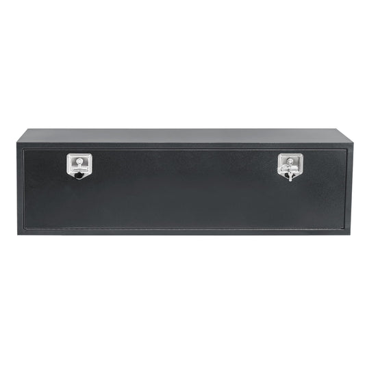 Garvee 60" x 16" x 13" Heavy Duty Black Steel Underbody Truck Tool Box – Weatherproof T-Handle Lock Storage Chest – Smooth Surface, Ideal for Pickups, Trailers, RVs, Black Base Silver Flower Spray Plastic, Underbody Tool Box