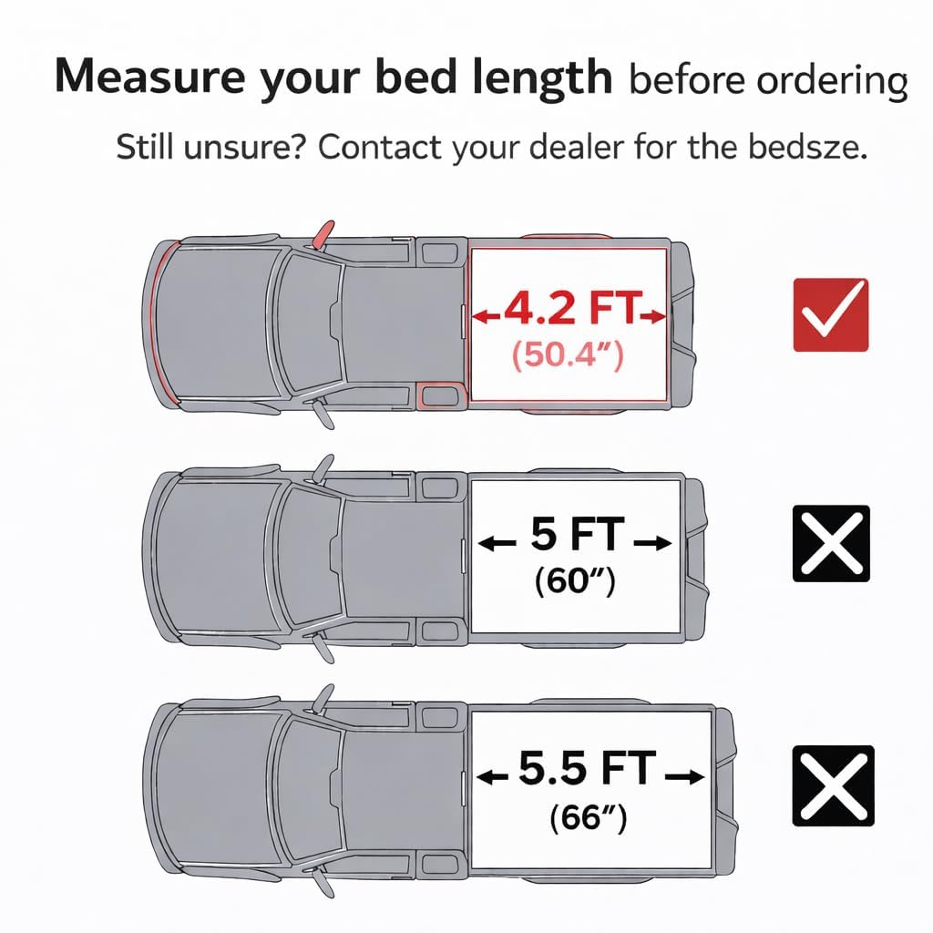 Garvee Hard Folding Tonneau Cover for 2022-2023 Ford F150 4.2ft Bed - Zinc Aluminum Alloy, Tri-Fold Design, Clamp-On Installation, Black, Secure Cargo Protection