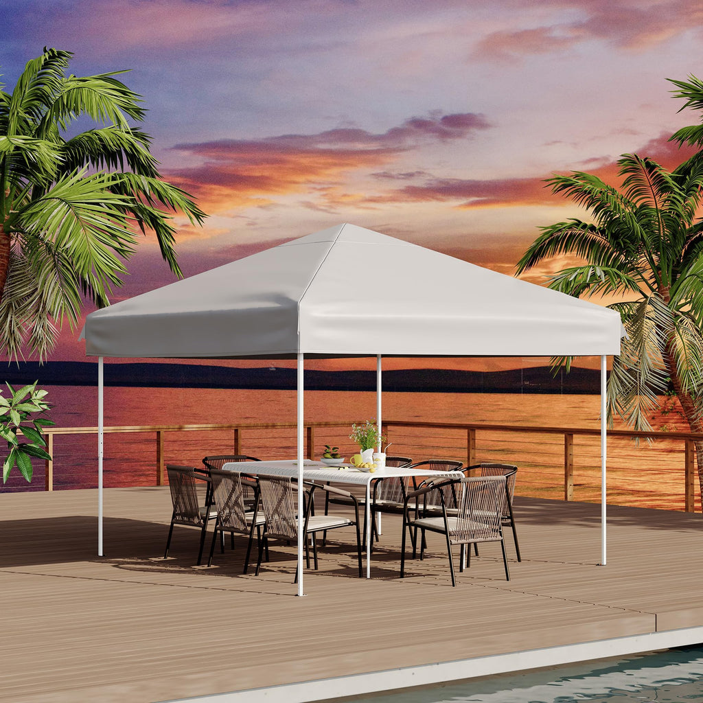 Garvee Folding Gazebo for Patio & Events, 10 x 10 FT Steel Canopy with 4 Removable Sidewalls, Mesh Windows, Zippered Doors and Wheeled Bag, White