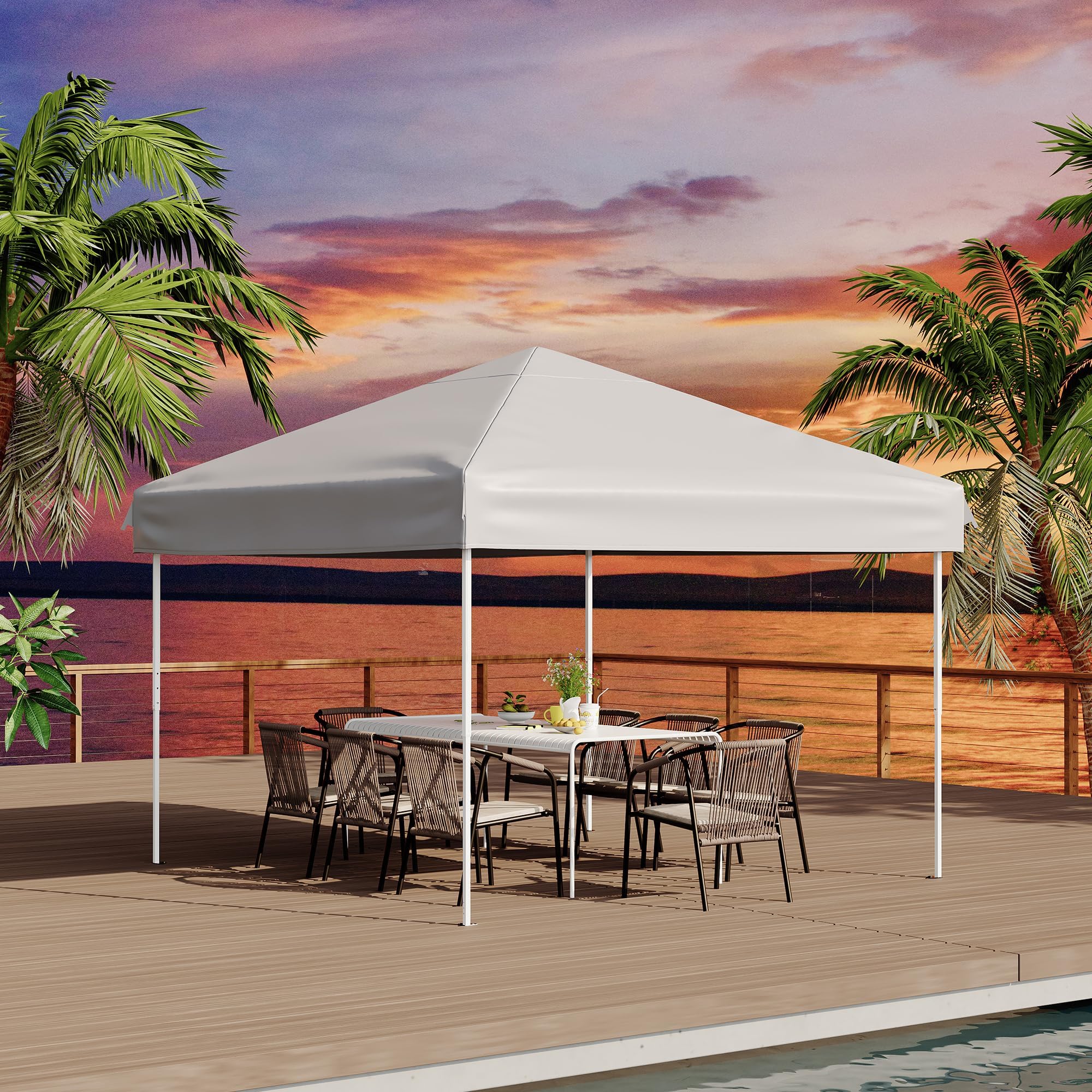 Garvee Folding Gazebo for Patio & Events, 10 x 10 FT Steel Canopy with 4 Removable Sidewalls, Mesh Windows, Zippered Doors and Wheeled Bag, White