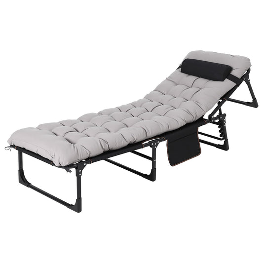 Garvee Portable Camping Cot for Adults, Heavy Duty Folding Bed with Thick Mattress Max 400LBS, Sleeping Cot for Camping, Travel, Home & Guest, Grey