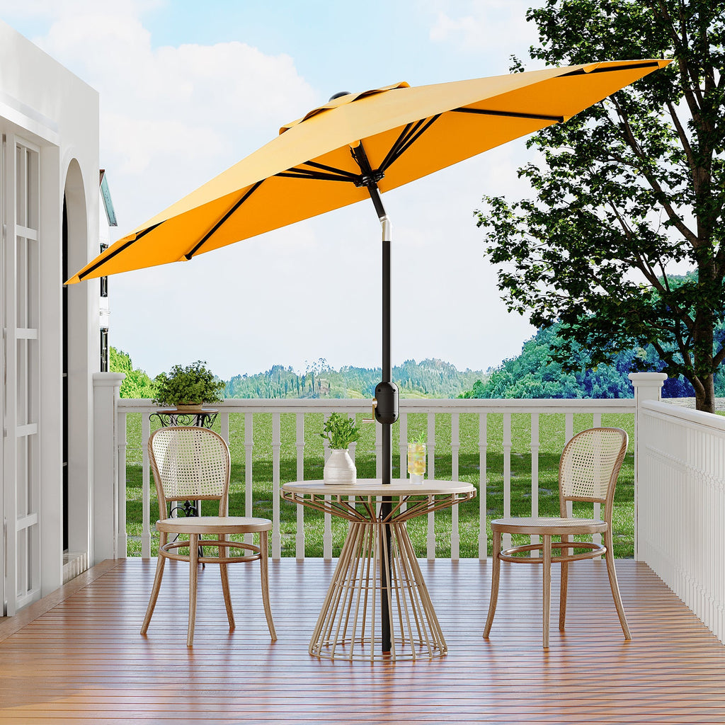 Garvee 10 ft Outdoor Patio Umbrella with 8 Sturdy Ribs, Crank Lift, Push-Button Tilt & UV-Resistant Waterproof Canopy for Garden, Deck, Pool & Yard, Yellow