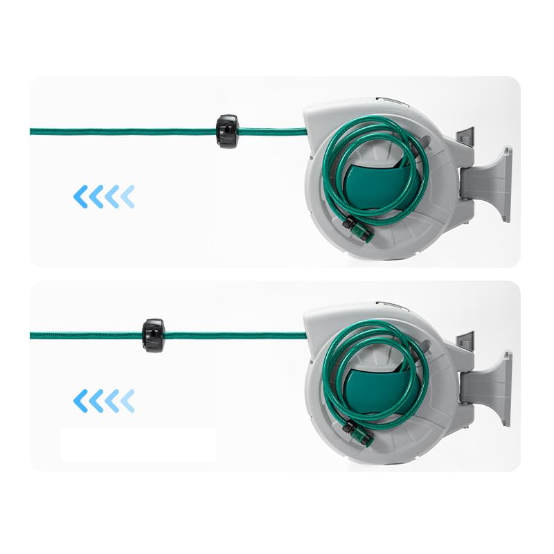 Garvee 50 FT Retractable Garden Hose Reel, 1/2 in PVC Hose with Auto Rewind, 180° Swivel Wall Mount & 8-Pattern Nozzle for Garden and Car Washing