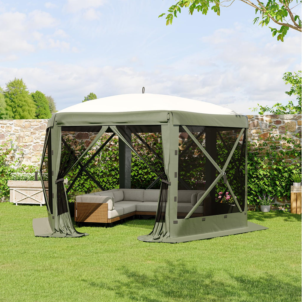 Garvee 13 x 13 ft Screen Tent with 6 Wind Panels, Instant Pop-Up Outdoor Canopy with Mesh Walls, Carry Bag & UPF50+ Shade for Camping, Backyard & Patio, Army Green
