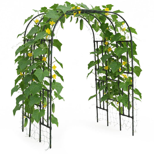 Garvee Garden Arch Trellis, 86"H x 63"L x 47"W Galvanized Steel Dome Arbor with UV-Resistant PE Coating for Climbing Plants, Roses & Grapes