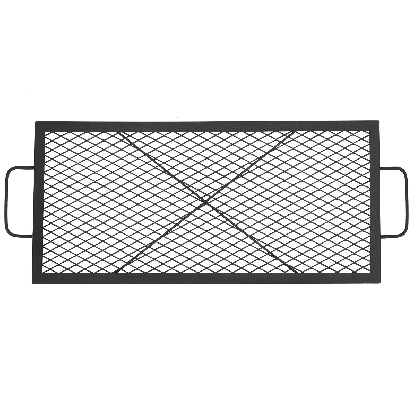 Garvee 44x15 inch Rectangular Fire Pit Grate, 44lbs Load Capacity Heavy Duty Carbon Steel Grill Grate with Handles, 1112°F Heat Resistant Cooking Mesh for Outdoor Camping & Backyard BBQ, Black
