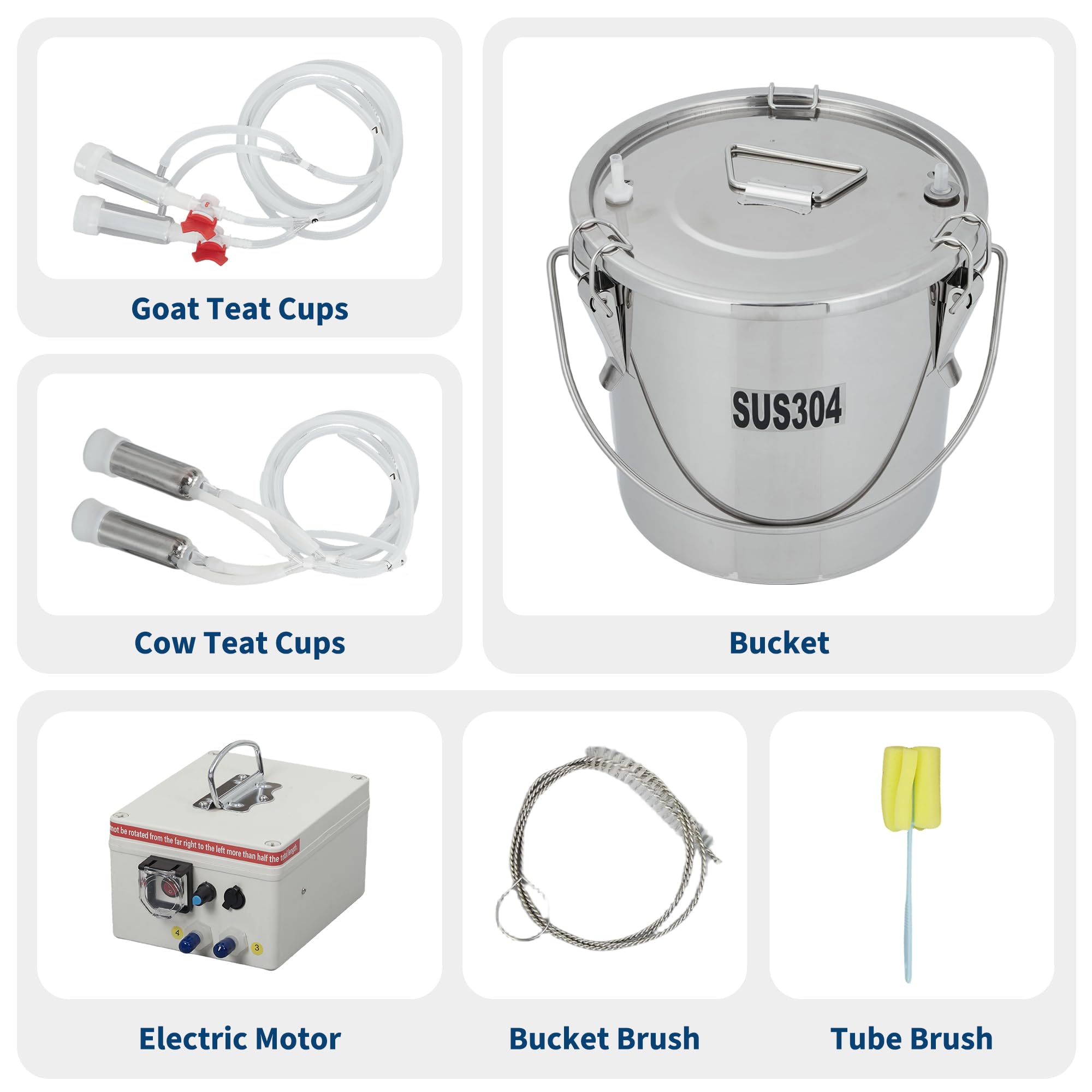 Garvee Electric Milking Machine for Cows & Goats – 12L Stainless Steel Bucket, Automatic Pulsation, 4 Teat Cups, Portable Rechargeable Milker, Adjustable Suction, Built-in 12V 8000mAh Battery