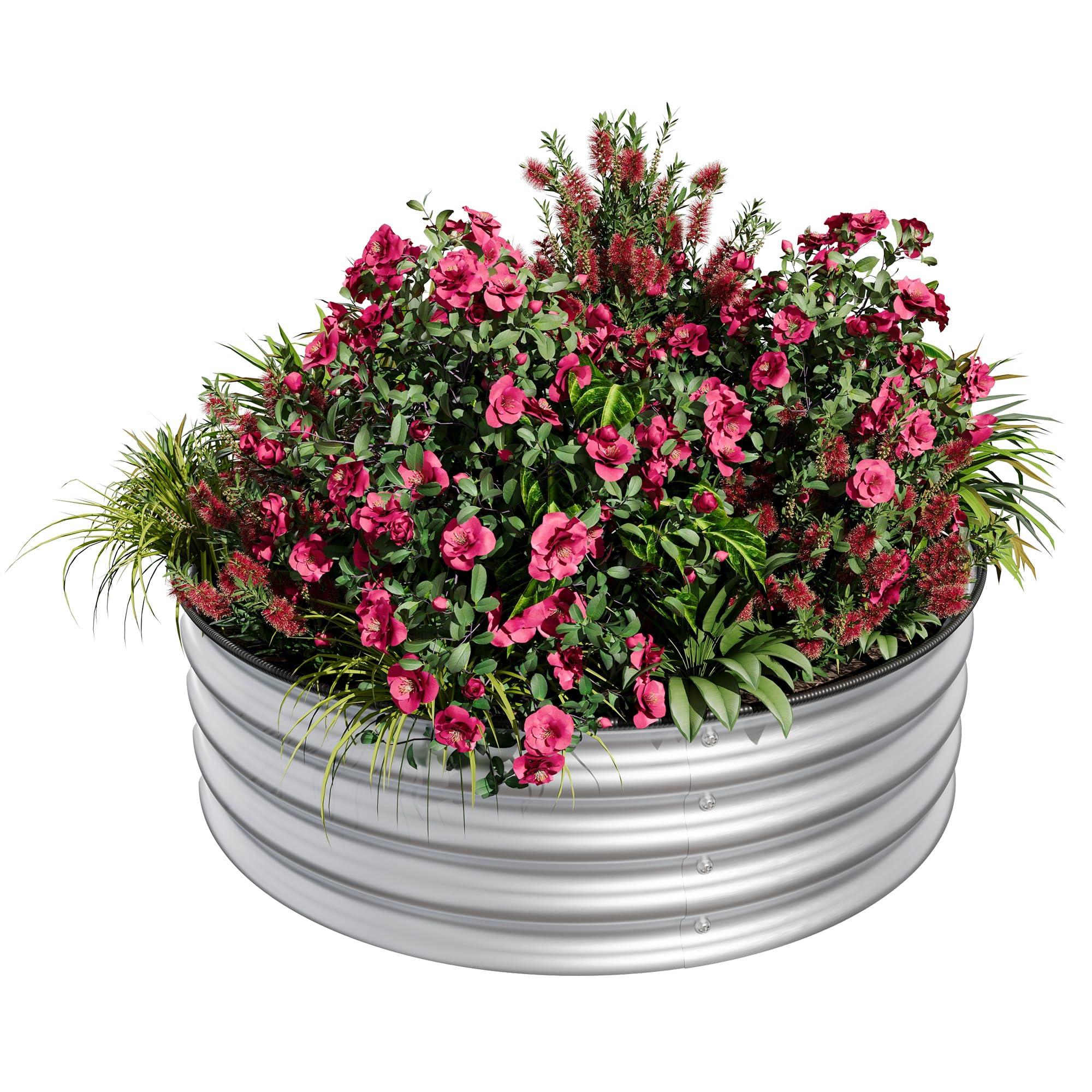 Garvee Round Raised Garden Bed, 4 x 1.5ft Galvanized Raised Boxes with Rust, Corrosion Protection, Easy Assembly, Safe Edge, Metal Garden Bed Kit for Planting Vegetables, Fruits, Flowers