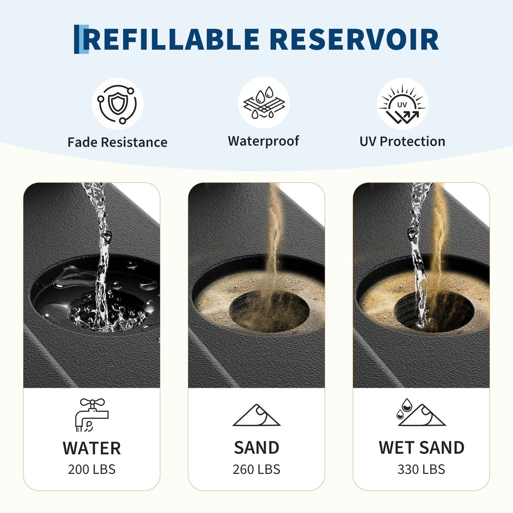 Garvee 330 lb 4-Piece Cantilever Umbrella Base, Water/Sand Fillable HDPE Weight Plates, 38.6 × 38.6 in for 10–15 ft Offset Umbrellas