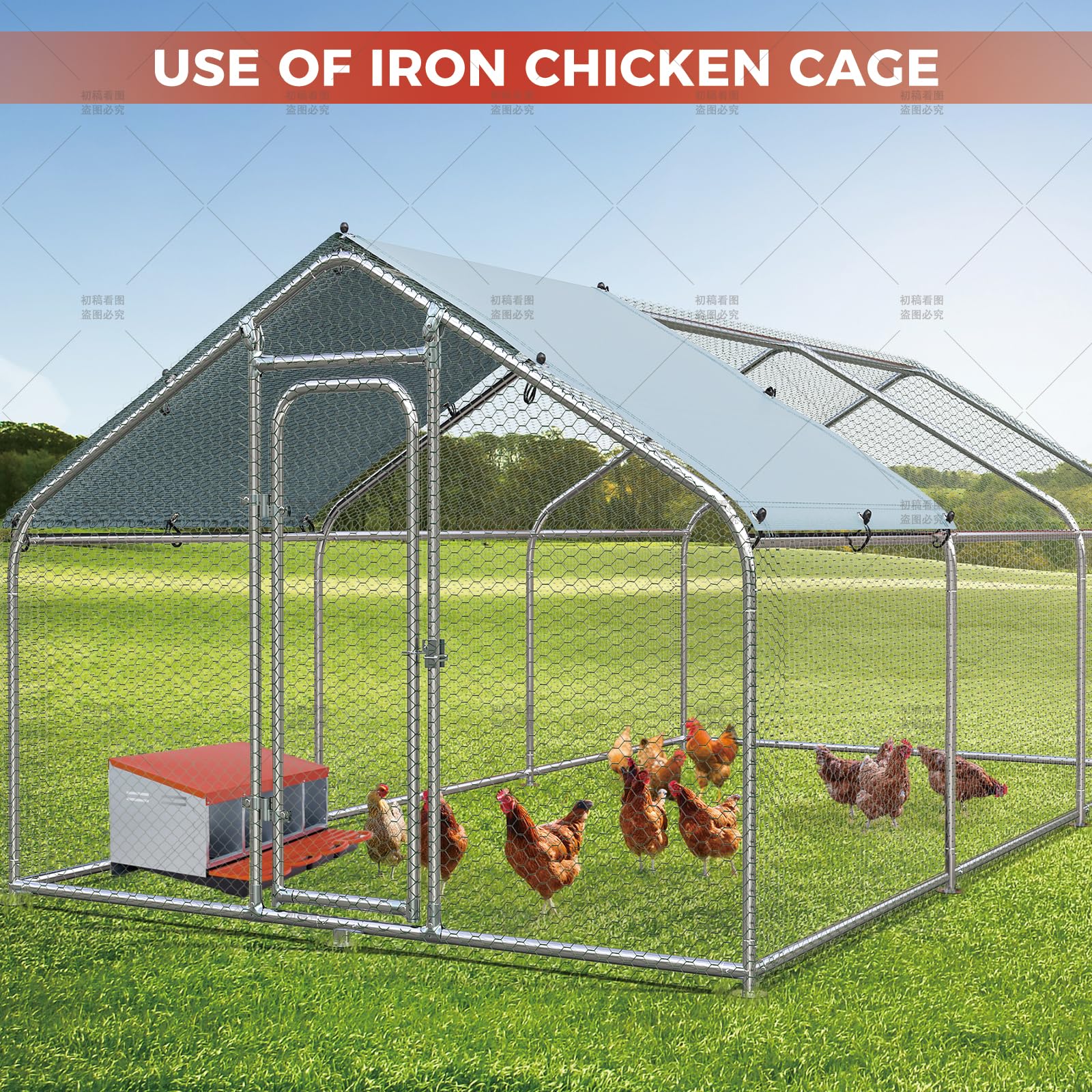 Garvee Chicken Nesting Boxes, 4 Hole Metal Wall Mount Roll Away Nest with Removable Trays and Roll Out Egg Collection for Chicken Coop