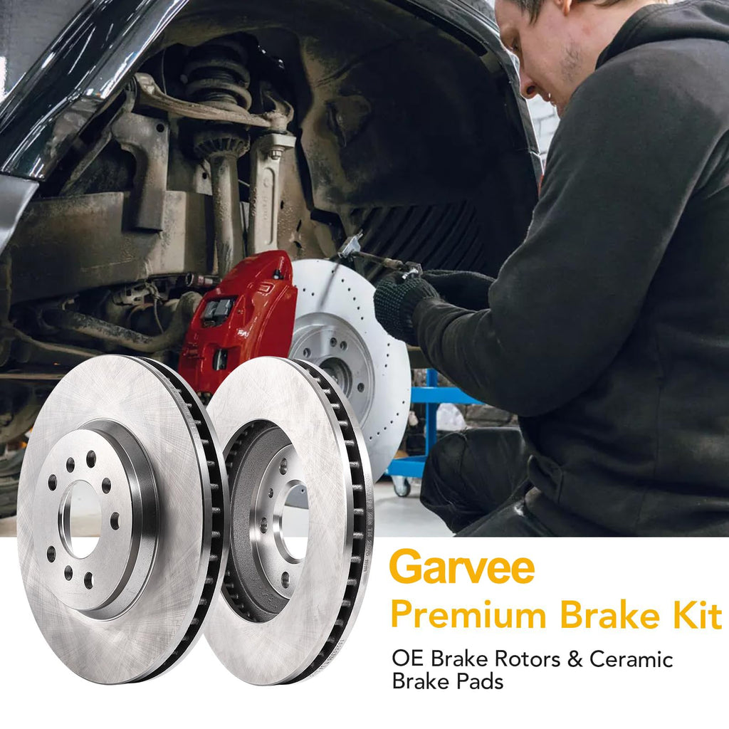 Garvee Front Brake Rotors, Brake Rotor for 2008-2016 Lancer 2007-2017 Compass 2011-2014 200 2007-2010 2008-2014 Avenger 2007-2020 Outlander