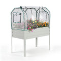 Garvee Raised Garden Bed with Legs 48" × 24" × 55", Galvanized Metal Planter with PE Cover, 31.5" Height & Spray Tube for Vegetables
