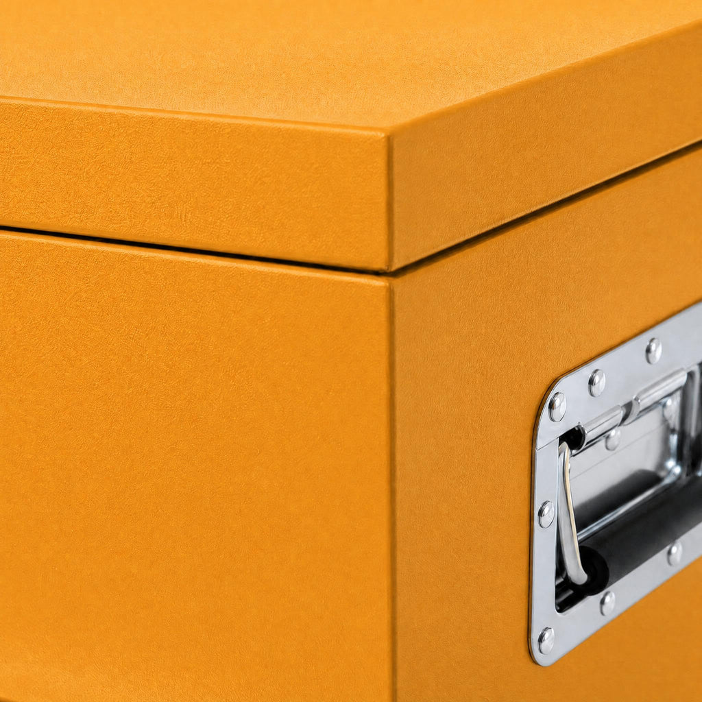 Garvee 48"X16"X14" Heavy Duty Lockable Steel Truck Bed Toolbox – Dual Lids, Weatherproof Powder-Coated, Gas Struts, Front & Side Handles for Pickup, RV, Trailer, Yellow