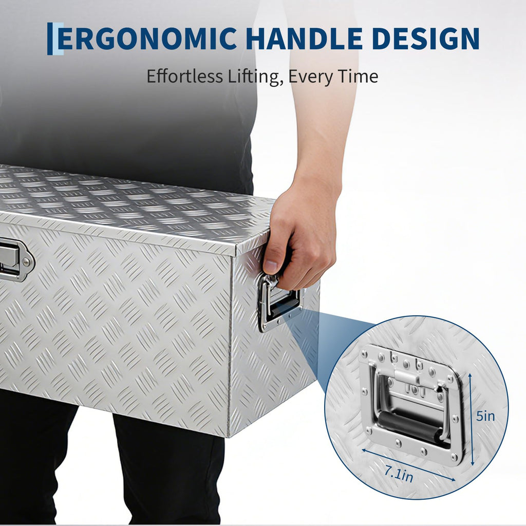 Garvee 30"x15"x15" Aluminum Truck Bed Tool Box, Weatherproof Storage Chest with Lock & Keys, Side Handles, Gas Strut Lid, Large-Capacity Heavy-Duty Organizer for Pickup, Trailer, and RV, Silver