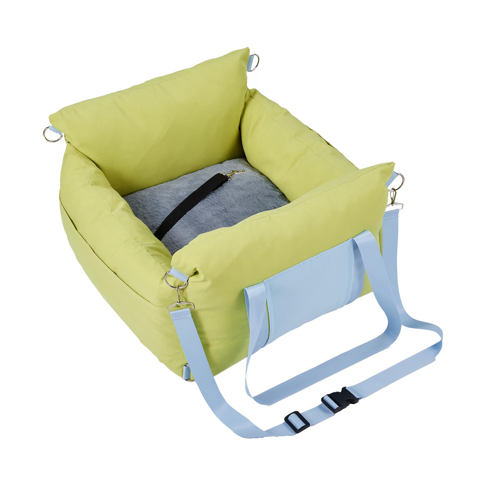 Garvee Dog Car Seat for Small Dogs, Waterproof Pet Booster Seat with Safety Leash & Storage Pockets, Thickened Comfort Bed Travel Carrier 24"x20"x13" (Green)