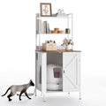 Garvee 70" Large Hidden Cat Litter Box Furniture, Cat Robot Enclosure Cabinet with Shelves, Built-in Power Outlet, Fits Auto Litter Boxes, Modern Self‑Cleaning Litterboxes Furniture White