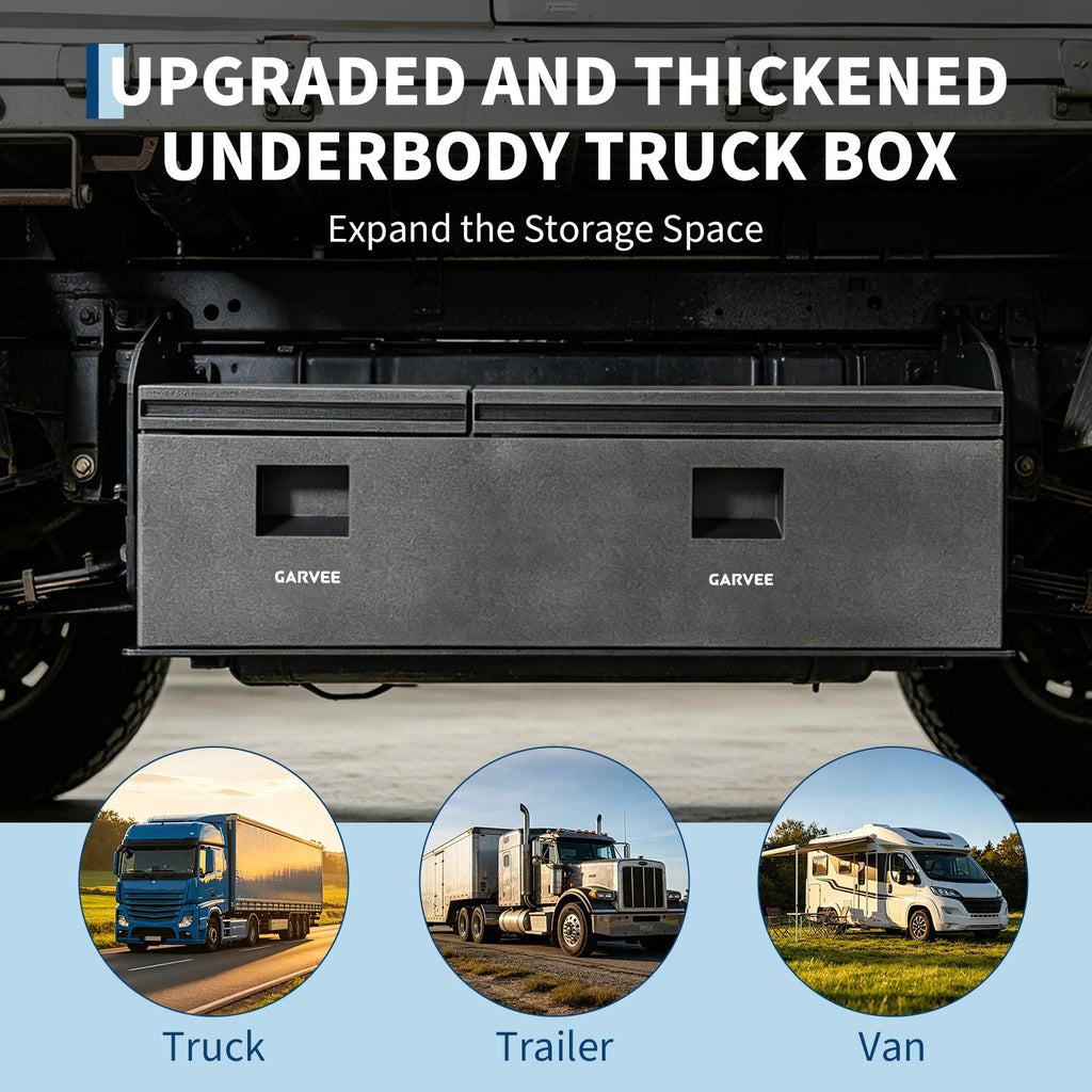 Garvee 56"X16"X14" Heavy Duty Steel Truck Bed Tool Box – Double Lid, Grooved Weatherproof Metal Chest with T-Handle & Side Handle, Durable Organizer for Pickup Truck, RV, Trailer, Front Double, Grey