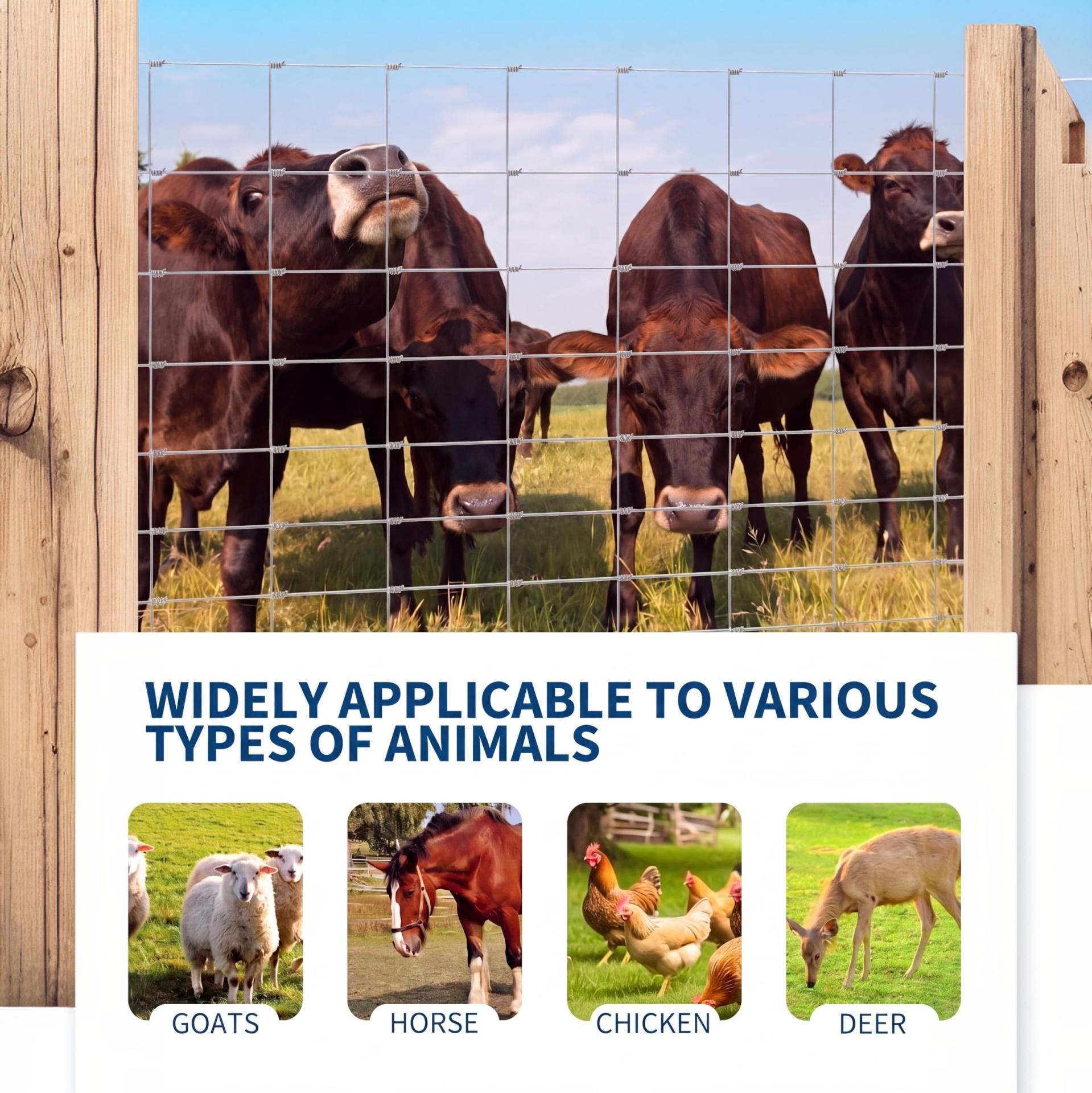 Garvee Cattle Farm Fence 5Ft x 328Ft, 12 Gauge Heavy Galvanized Steel Wire Fencing Outdoor for Livestock Control/Pet Supplies/Farmer/Agriculture/Pasture/Cross Fencing/Horse/Goat/Deer/Pig/Sheep/Garden