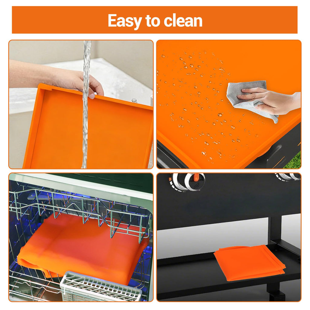 Garvee 2-Pack Orange Silicone Griddle Cover & Accessories Set - 36 inch Griddle Mat and 16 inch Non-Stick Grill Protector - Thick, Reusable Food-Grade Silicone for Blackstone & Grills - Dirt & Rust Protectio