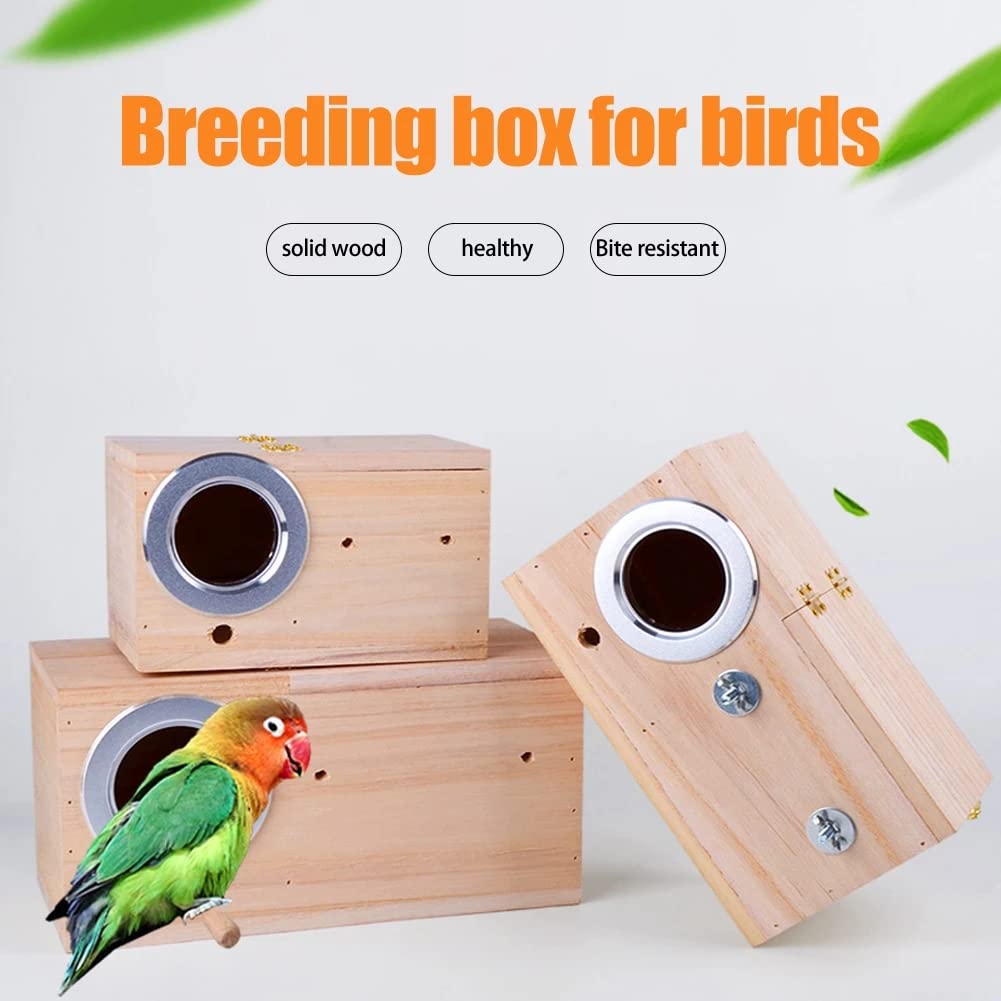 Garvee Natural Wooden Bird Nesting Box for Small Birds – Outdoor Hanging Birdhouse, Ideal for Parrots, Parakeets, Cockatiels, Budgies – Breeding Box, Decorative Garden Accessory, Size: 7.68×4.72×4.72 inch