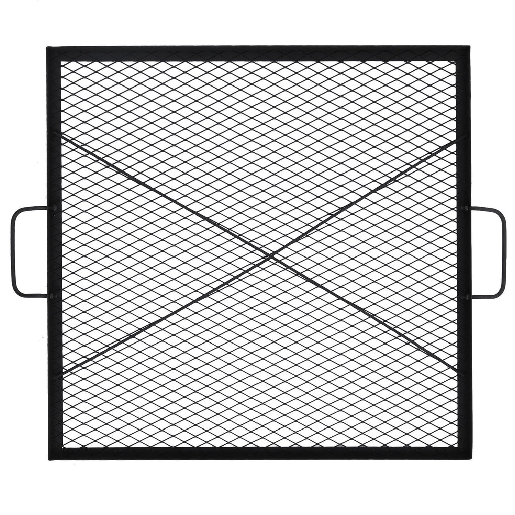 Garvee 30x30 inch Square Fire Pit Grate, 44lbs Load Capacity Heavy Duty Carbon Steel Grill Grate with Handles, 1112°F/600℃ Heat Resistant Cooking Mesh for Outdoor Camping, Black