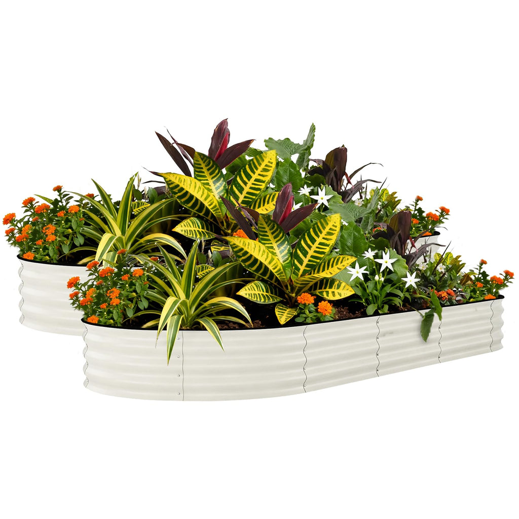 Garvee 2 Pack 8' X 4' X 1.5' Rust-Resistant Galvanized Steel Raised Garden Beds – Large Outdoor Planter Box, Durable, Easy Assembly, for Vegetables, Flowers & Herbs – Beige, Upgraded with Anti-Cut Strips