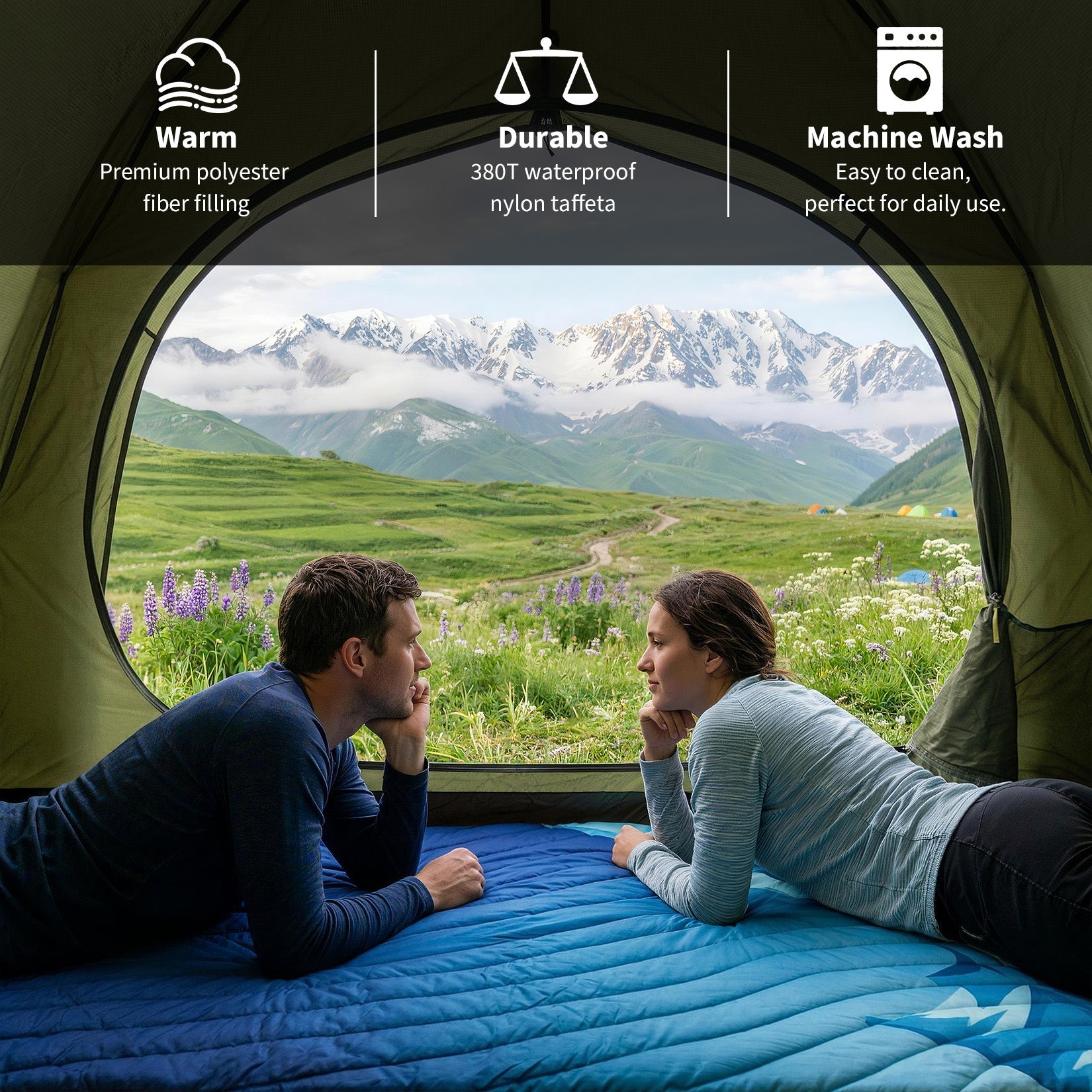 Garvee Multi-Function Camping Blanket - Ultralight Convertible Sleeping Bag & Warm Blanket 79x55 Inch Waterproof for Outdoor Camping, Hiking & Travel