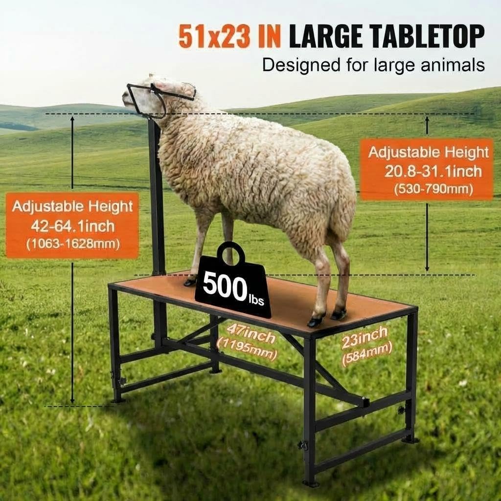 Garvee Goat Milking Stand Adjustable Height Metal Rust-Proof Heavy-Duty Steel with Nose Loop for Livestock Grooming