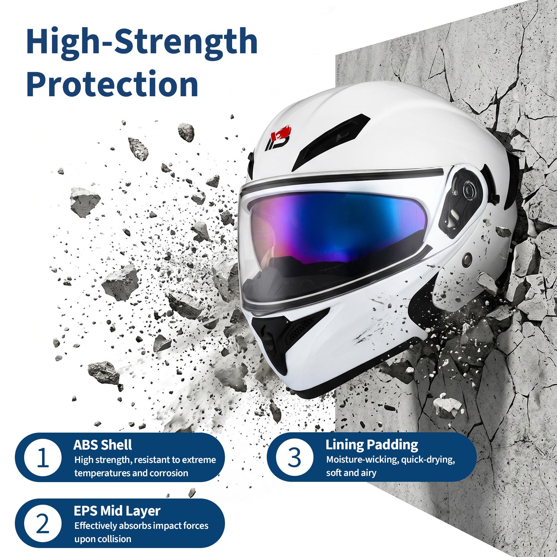 Garvee Full Face Motorcycle Helmet Dual Visor - DOT ABS Shell Adult Motorcycle Helmet for Men Women Off Road Street Bike Motocross ATV, Bright White, L